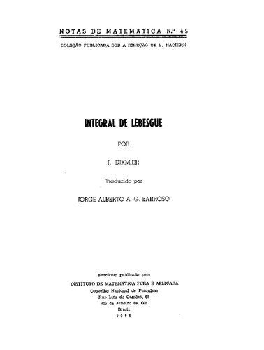 خرید و دانلود نسخه کامل کتاب Integral de Lebesgue