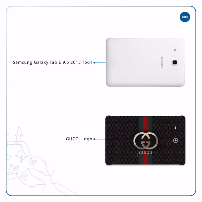 برچسب پوششی ماهوت مدل GUCCI-Logo مناسب برای تبلت سامسونگ Galaxy Tab E 9.6 2015 T561