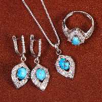 نیم ست فیروزه زنانه کد 21045 - جواهری مشاهیر