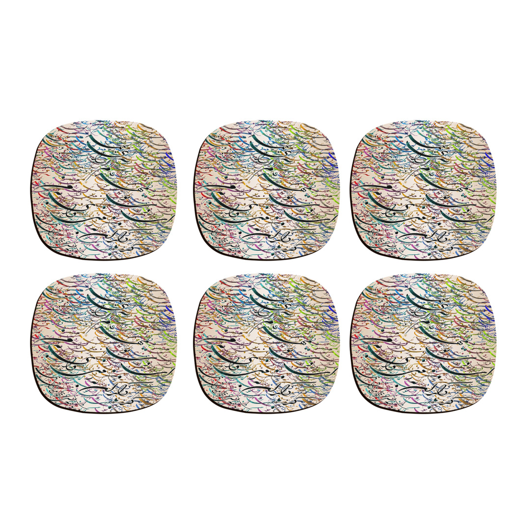 زیر لیوانی ترمه طراحان ایده مدل مهر عالم آرا کد trm153 بسته شش عددی