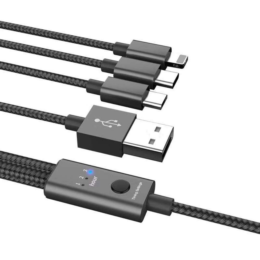 کابل تبدیل USB به MicroUSB / USB-C / لایتنینگ  مدل QC-200 طول 1.2 متر