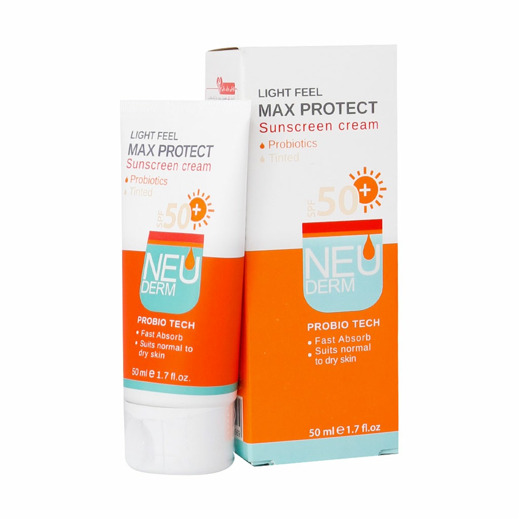 کرم ضد آفتاب نئودرم (رنگی) مخصوص پوست های خشک و معمولی مدل MAX PROTECT حجم 50 میلی لیتر