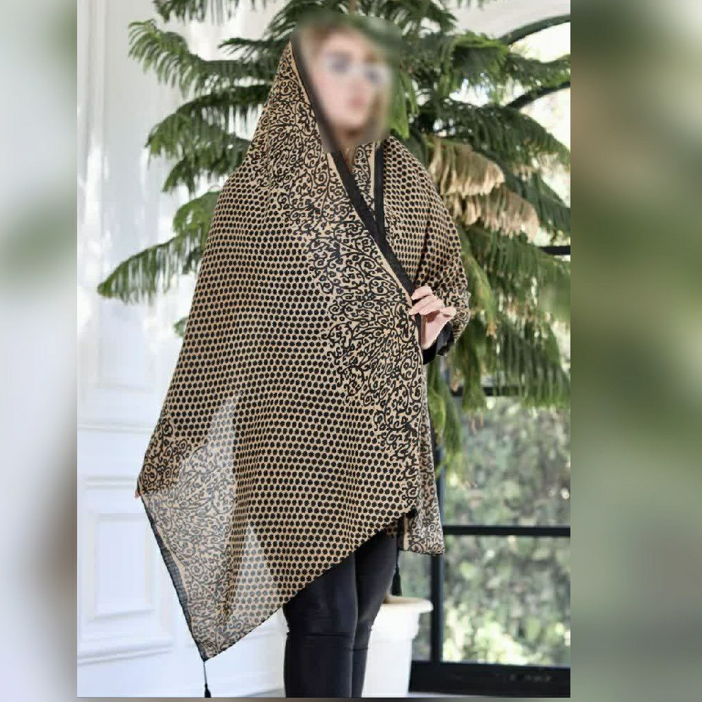 شال نخی منگوله دار  پارچه زنبوری قواره 195در 70