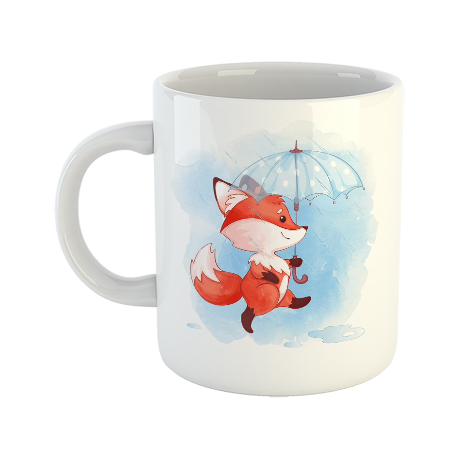 ماگ طرح روباه و چتر مدل باران بهاری 