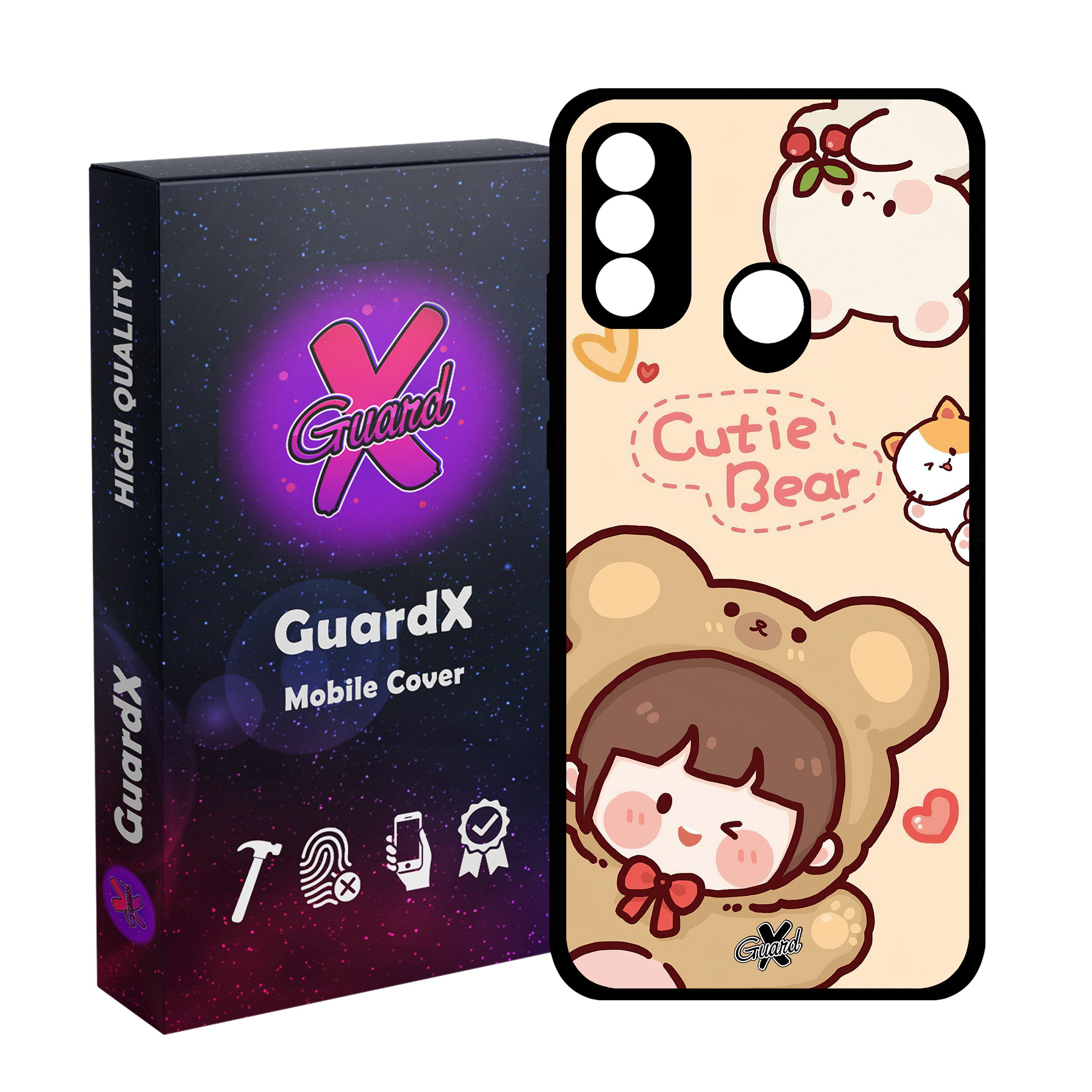 کاور گارد ایکس طرح خرسی مدل Glass10506 مناسب برای گوشی موبایل هوآوی P Smart 2020