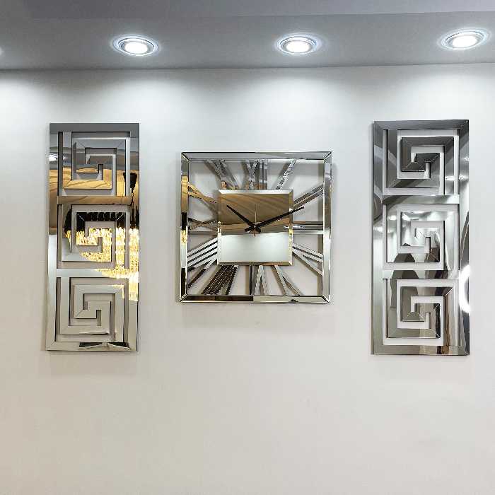 ساعت دیواری اِلِنسی مدل Harper کد 60cm به همراه تابلو آینه