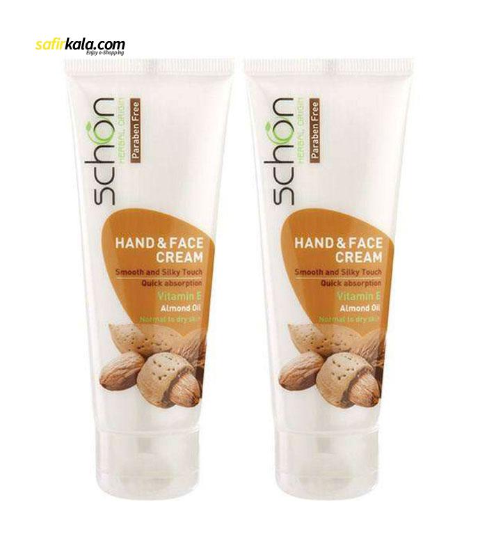 کرم مرطوب کننده دست و صورت شون مدل بادام حجم 75 میلی لیتر مجموعه 2 عددی