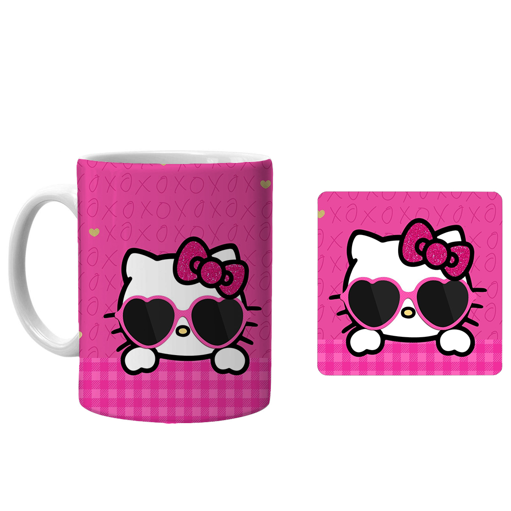 ماگ طرح کیتی کد xk1 به همراه زیرلیوانی