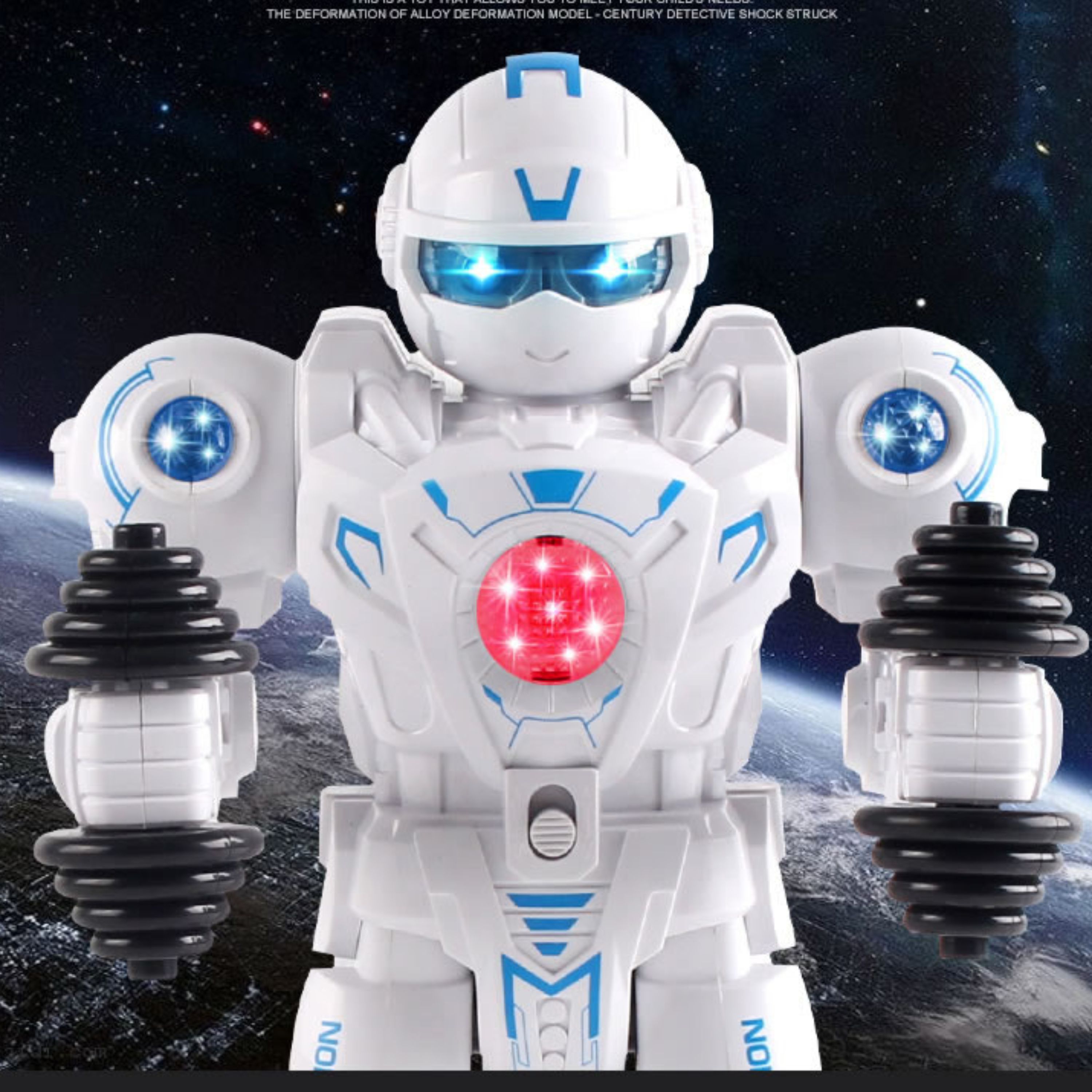 ربات ورزشکار چراغدار موزیکال 26 سانت سفید