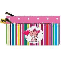 کیف جا مدادی دو جیب مجزا با زیپ فانتزی پارچه مخمل طرح گربه سایز 10 در 20 مدل X4-620 شرکت رنس