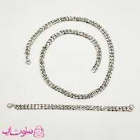 ست گردنبند و دستبند مردانه کارتیه مدل استیل نقره ای 7 میل کد 400