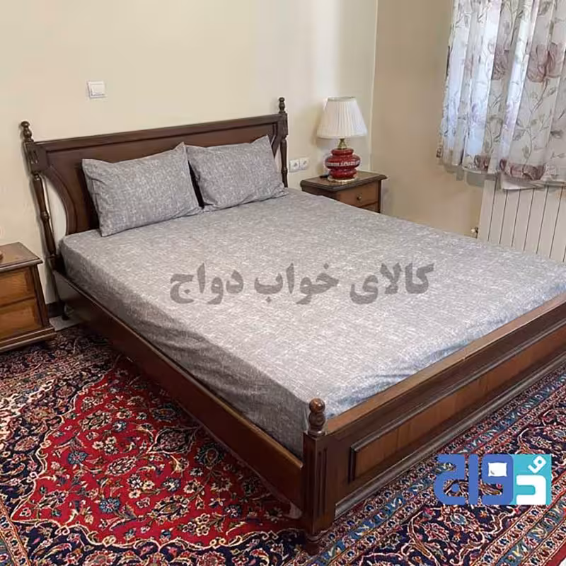 روتختی کشدار دونفره  پتینه پارچه تترون (طوسی) عرض180