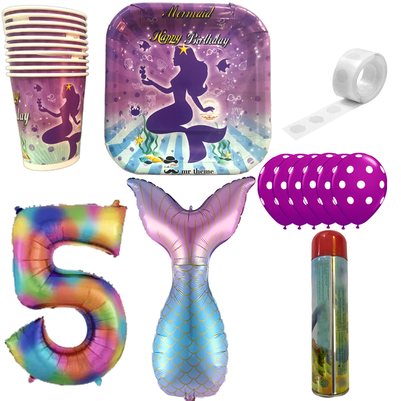 مجموعه 30 عددی تم تولد مستر تم طرح پری دریایی کد 5