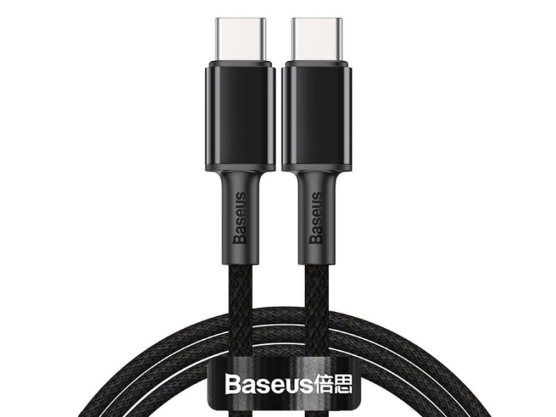 کابل شارژ و انتقال داده  فست شارژ تایپ سی به تایپ سی بیسوس Baseus High Density Braided Type-C to Type-C Cable Fast Charging 100W 1m