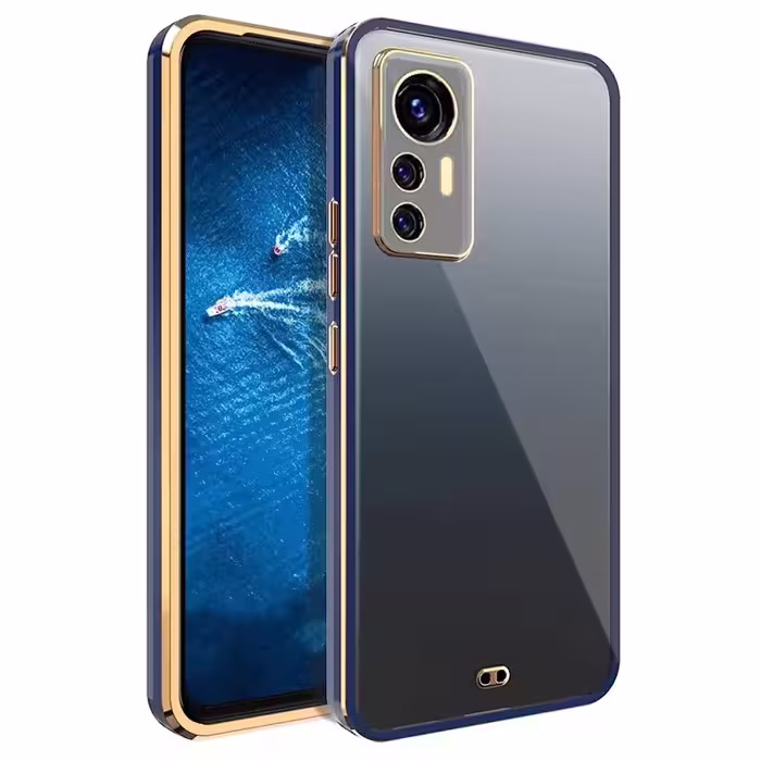قاب اورجینال الکتروپلیتینگ Xiaomi 12 Lite مدل دور طلایی پشت شفاف