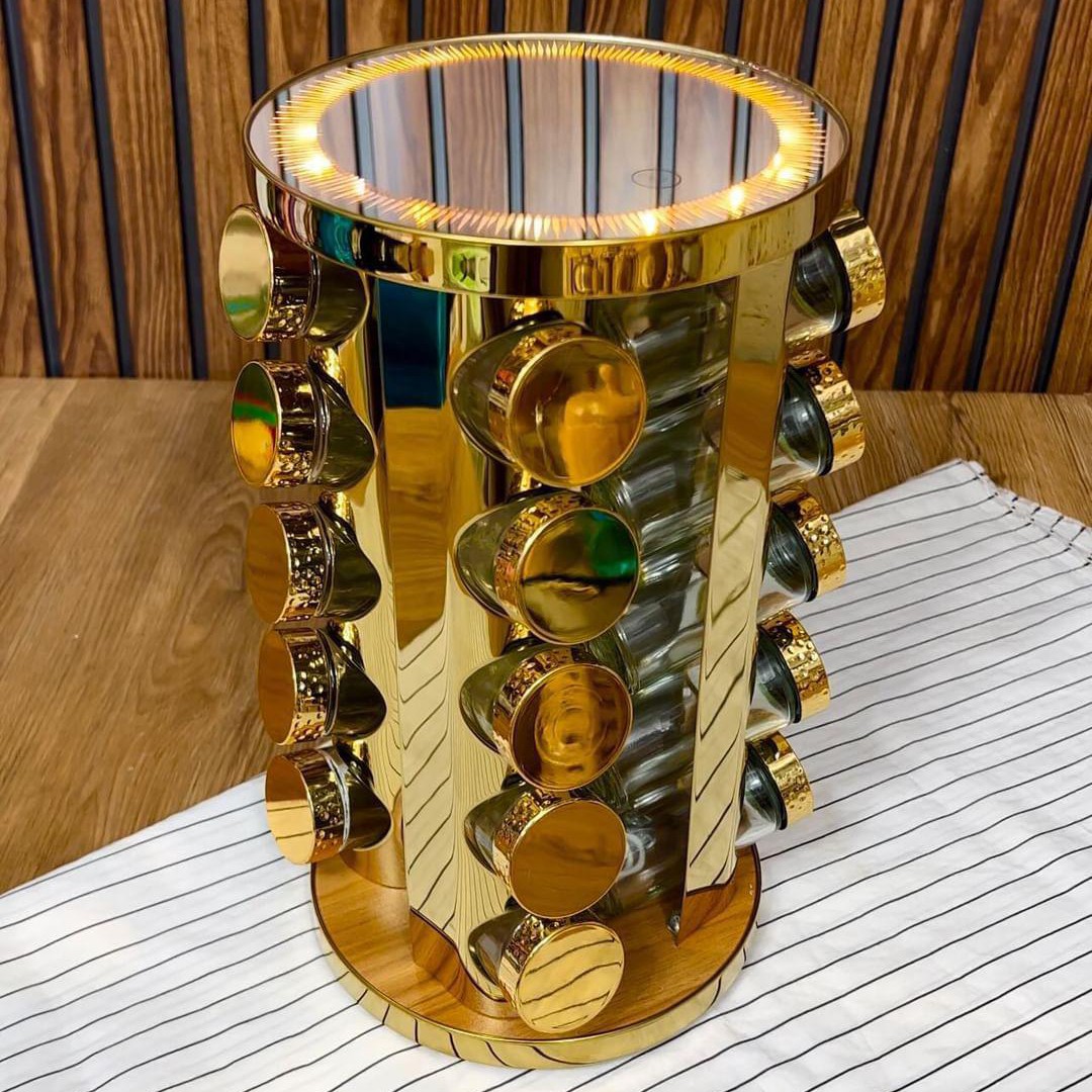 سرویس ادویه چرخشی طلایی
مدل 12 تایی
دارای LED شارژی و سه حالت تغییر نور