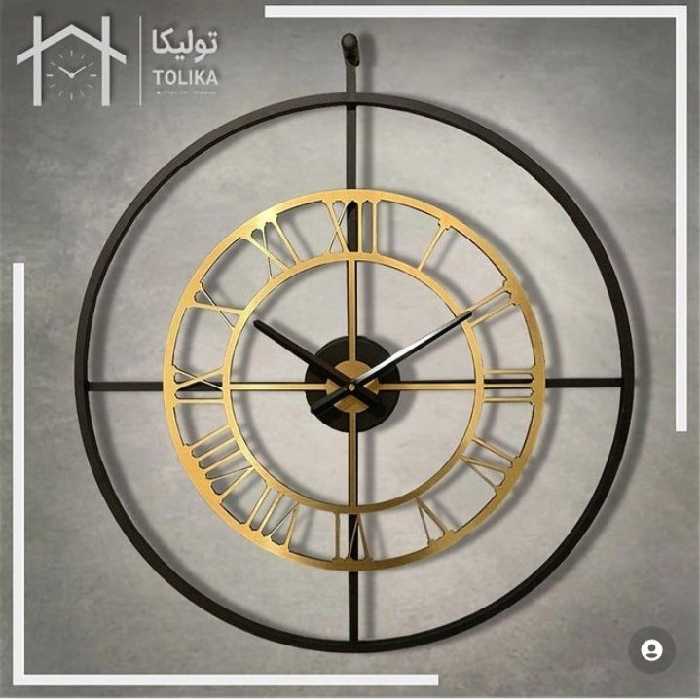 ساعت دیواری فلزی به رنگ مشکی مات به قطر 60 سانت همراه با موتور آرامگرد