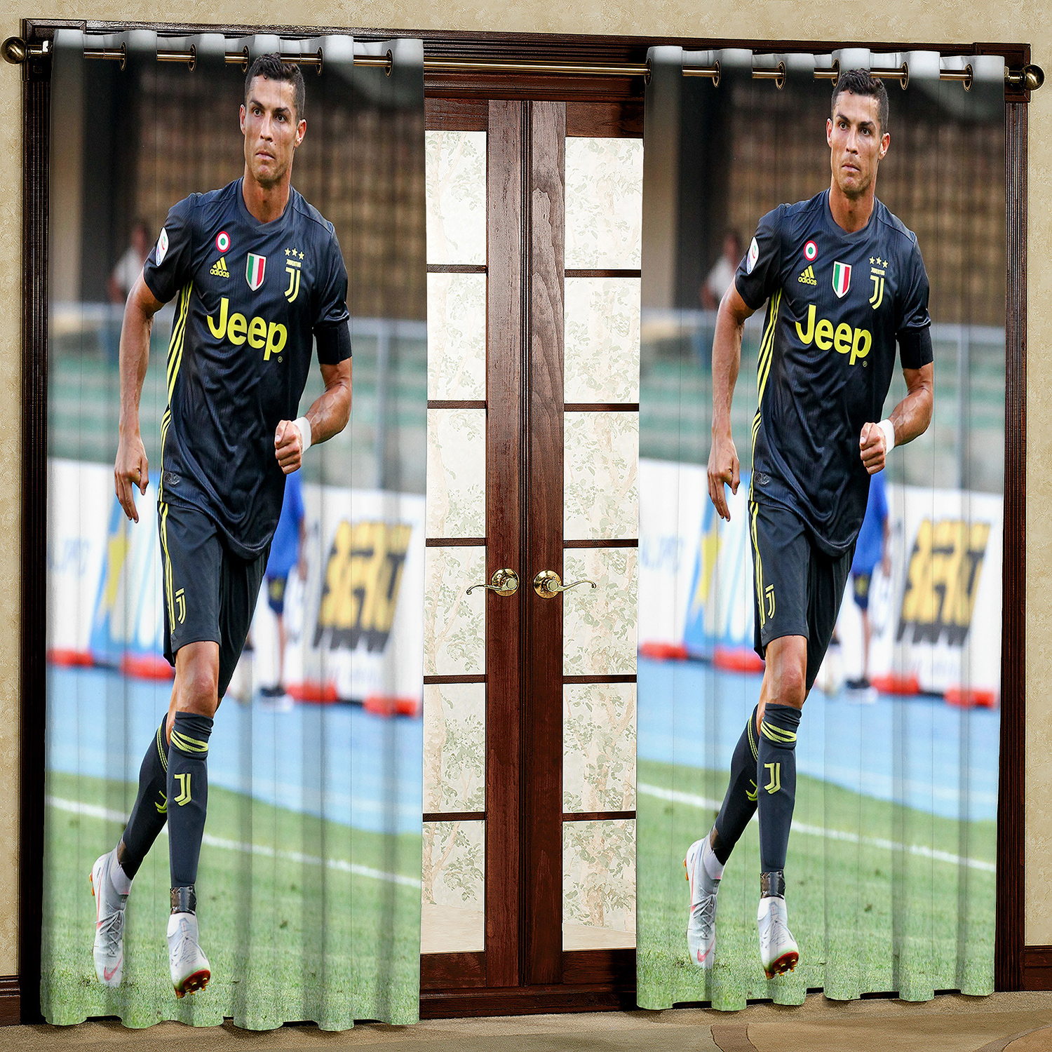  پرده مدل فوتبالی هازان پانچی کد 4605 سایز 140x200 سانتی متر