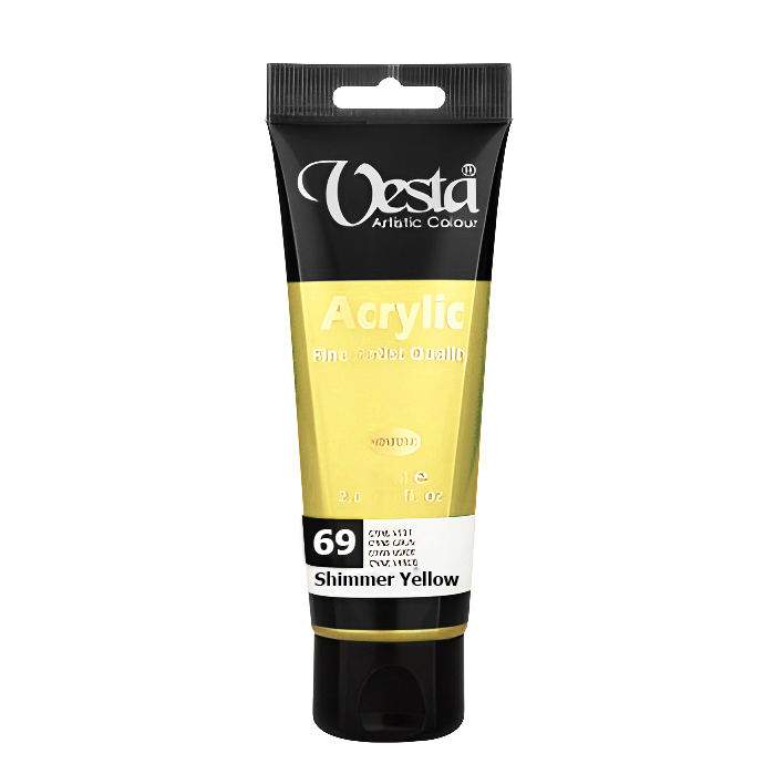 رنگ اکریلیک تکی وستا Shimmer Yellow 69 حجم 75 میلی لیتر
