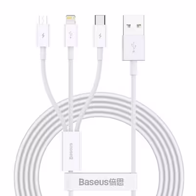 کابل تبدیل USB به microUSB / لایتنینگ / USB-C باسئوس مدل Superior Series  طول 1.5 متر