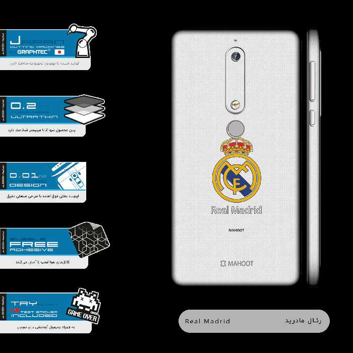 برچسب پوششی ماهوت مدل REAL-MADRID-FC-FullSkin مناسب برای گوشی موبایل نوکیا 6.1