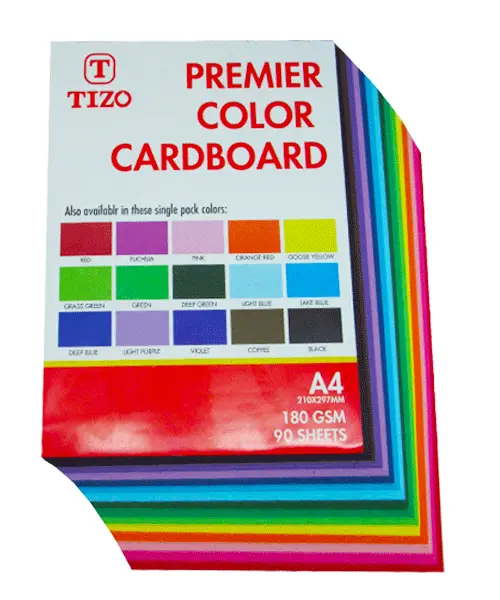 مقوا رنگی سایزA4 15رنگ180گرم تیزو (90برگ)