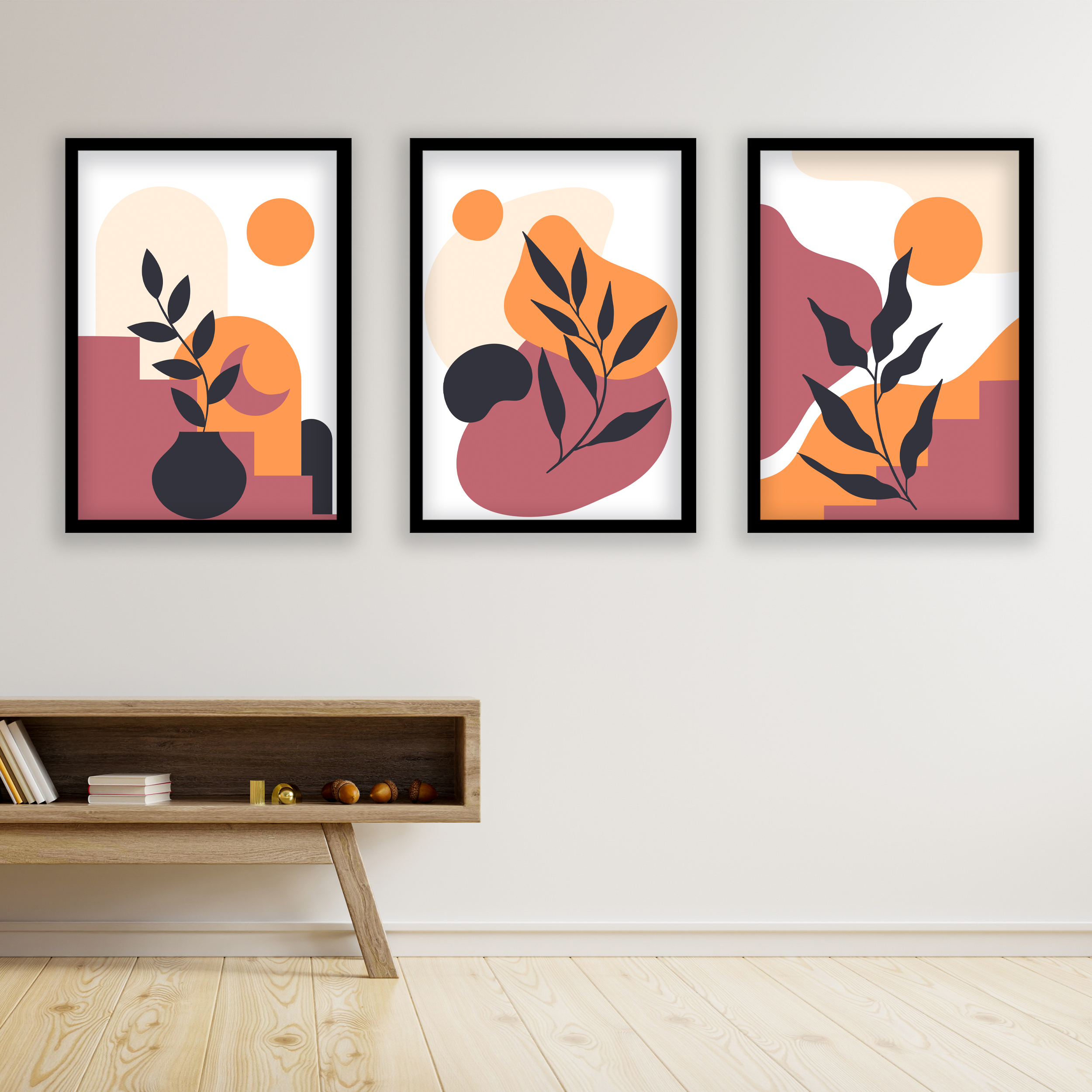 تابلو مدل مینیمال دکوراتیو کد LA-G30100 مجموعه 3 عددی