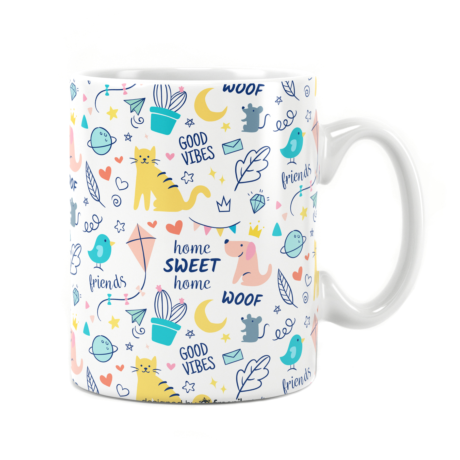 ماگ راویتا طرح سگ و گربه مدل 1046