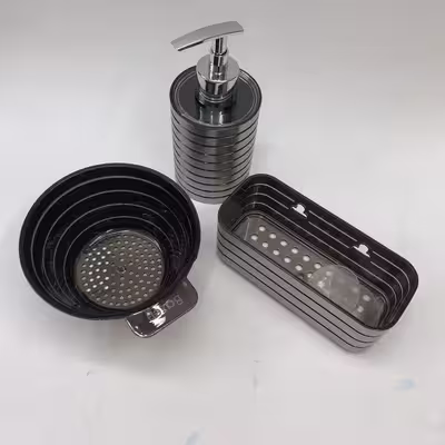 سبد سینک بازن مدل STL کد SHR 411 به همراه جا اسکاچی و پمپ مایع ظرفشویی