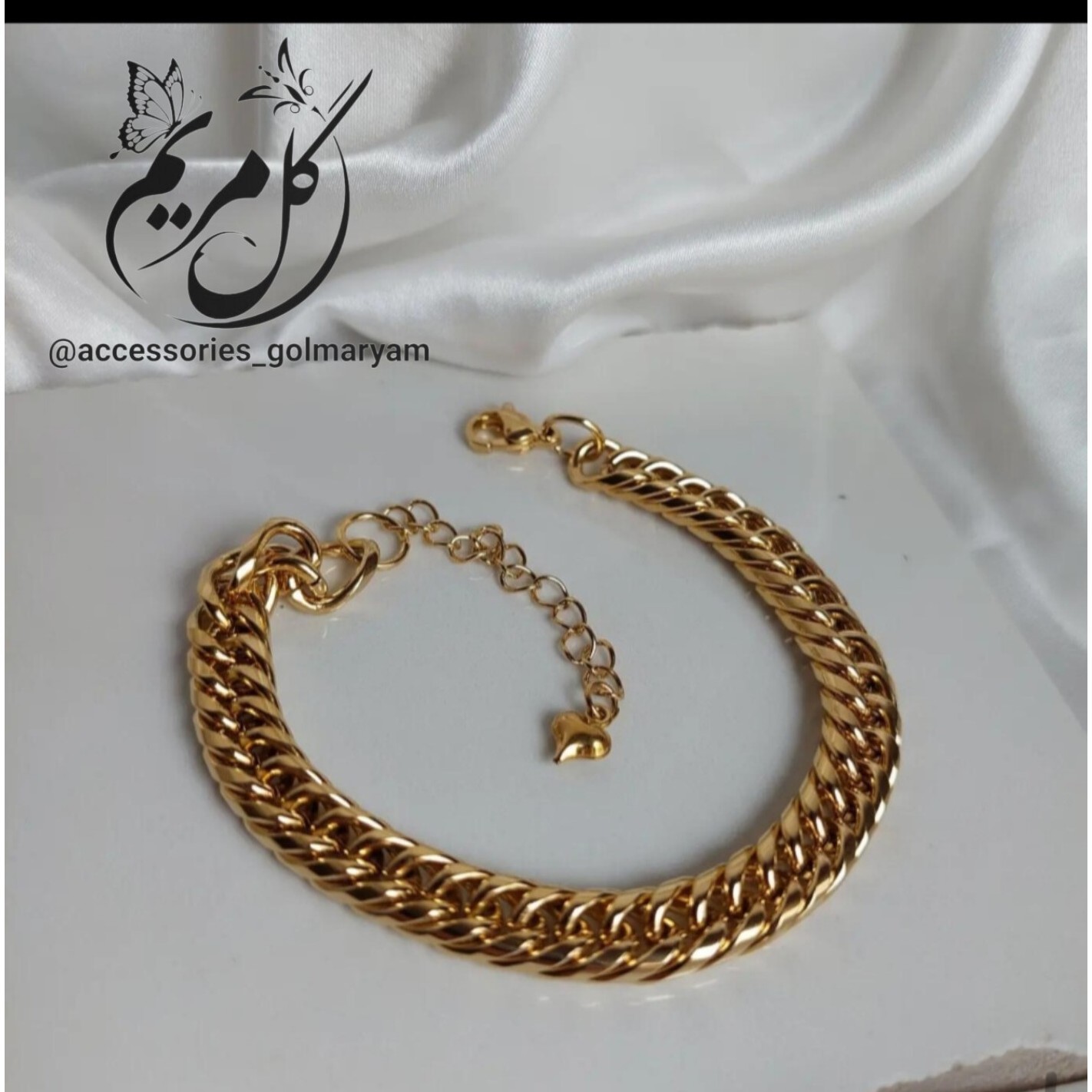 دستبند کارتیر دوبل طلایی استیل رنگ ثابت 