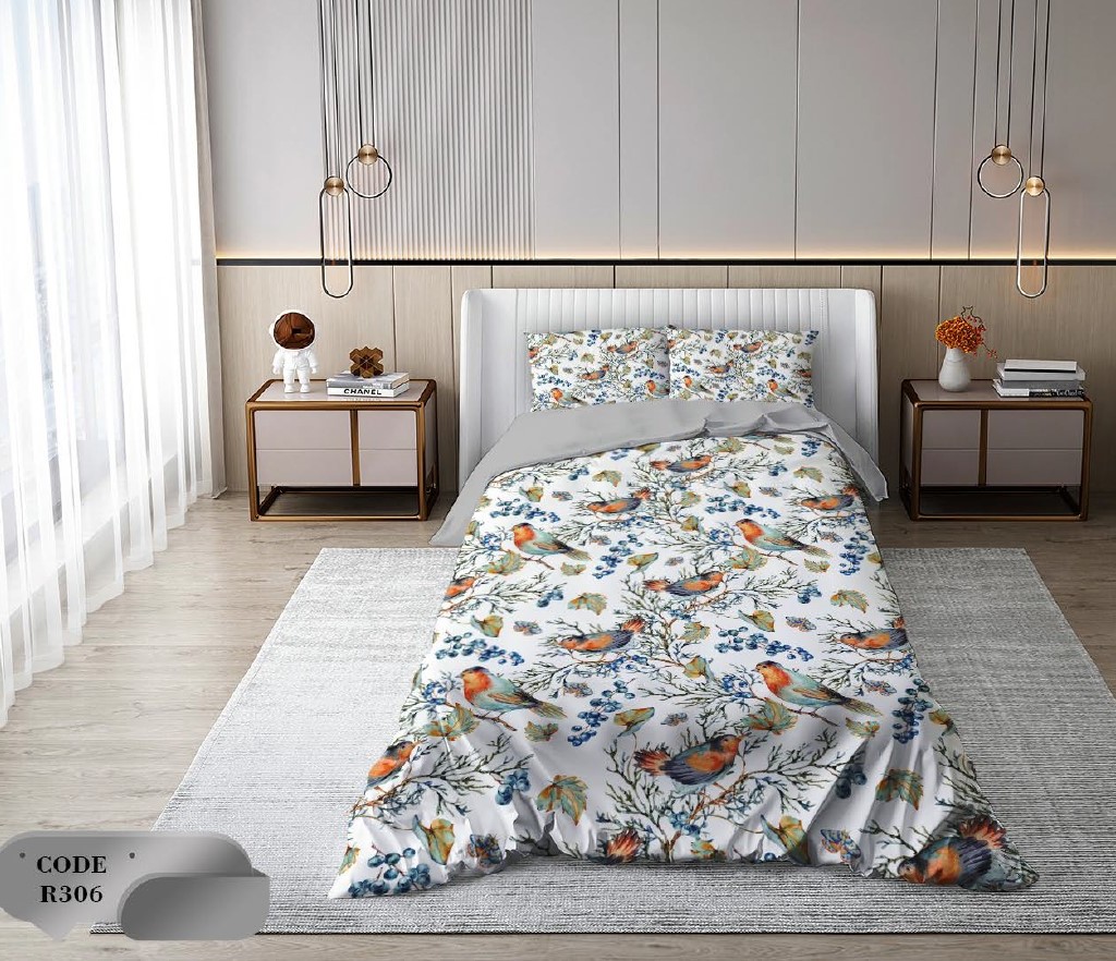 سرویس روتختی 2 نفره 6 تکه ابعاد 2.25 ×2.35 کشدار ضد حساسیت و عرق کد R306 | ست خواب و ست روتختی