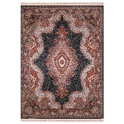 فرش ماشینی زمرد مشهد مدل یاس زمینه سورمه ای