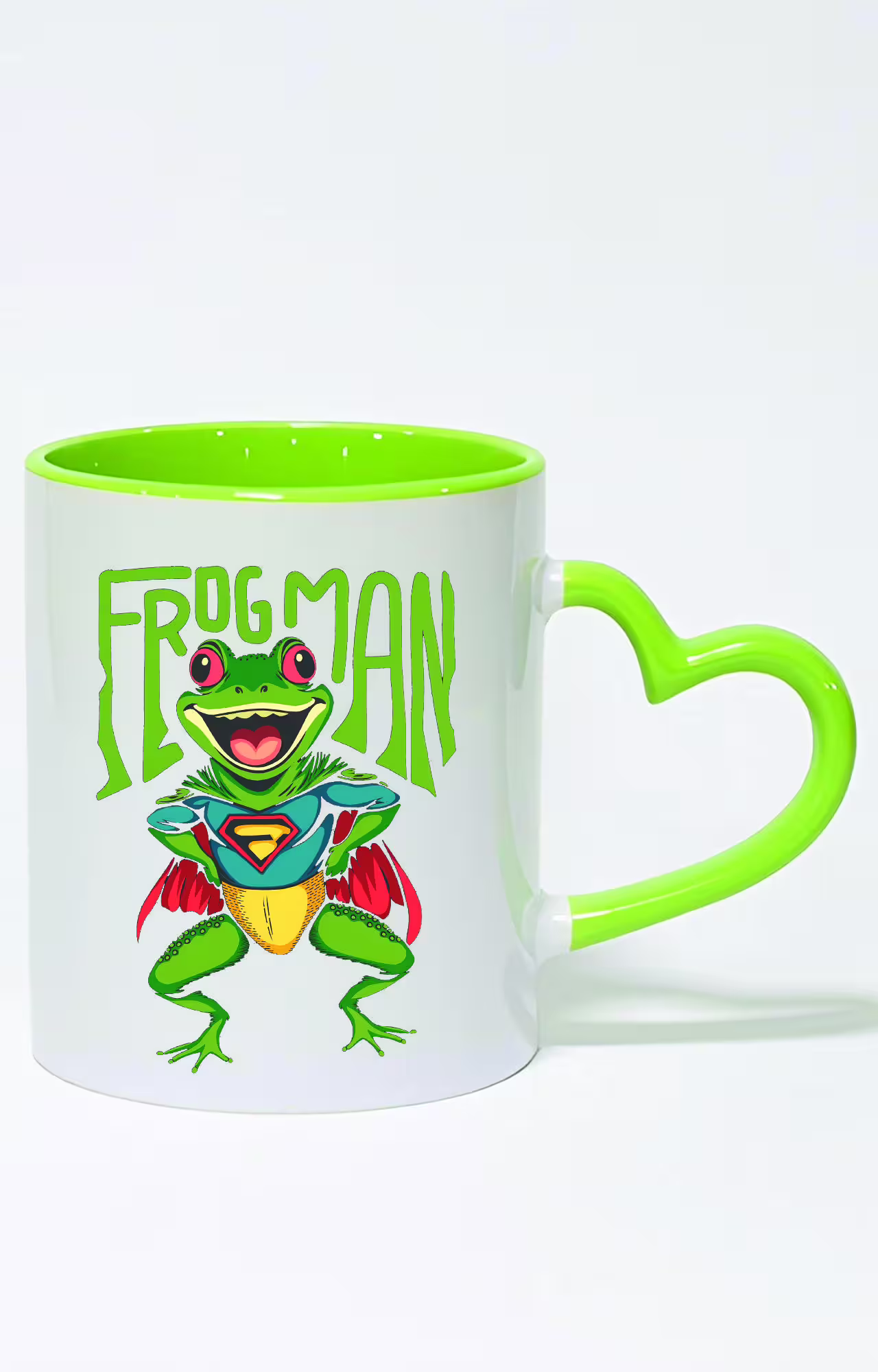 ماگ دسته قلبی رنگی طرح frog man کد 3362