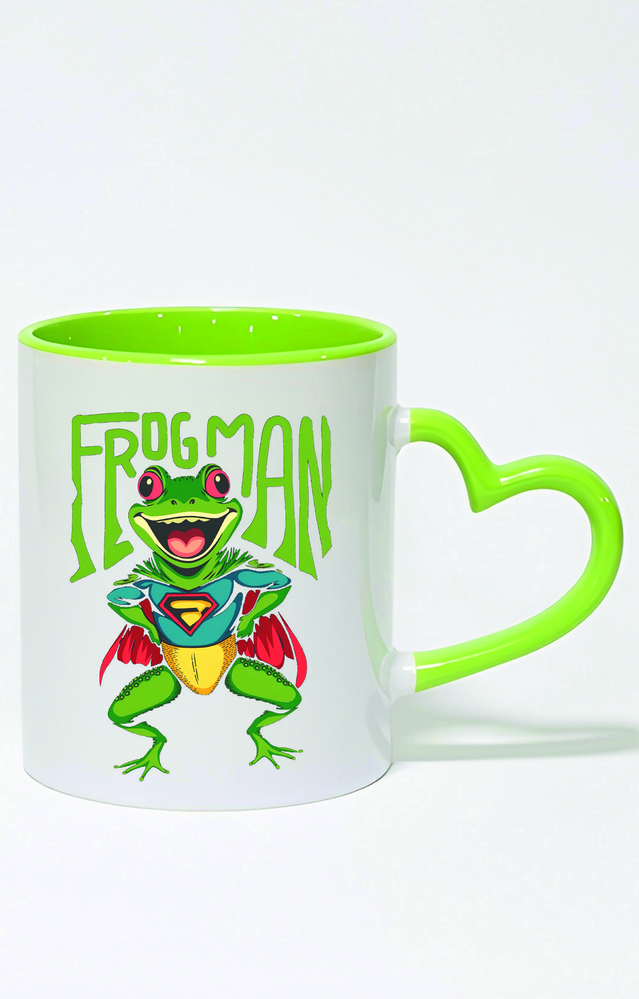 ماگ دسته قلبی رنگی طرح frog man کد 3362