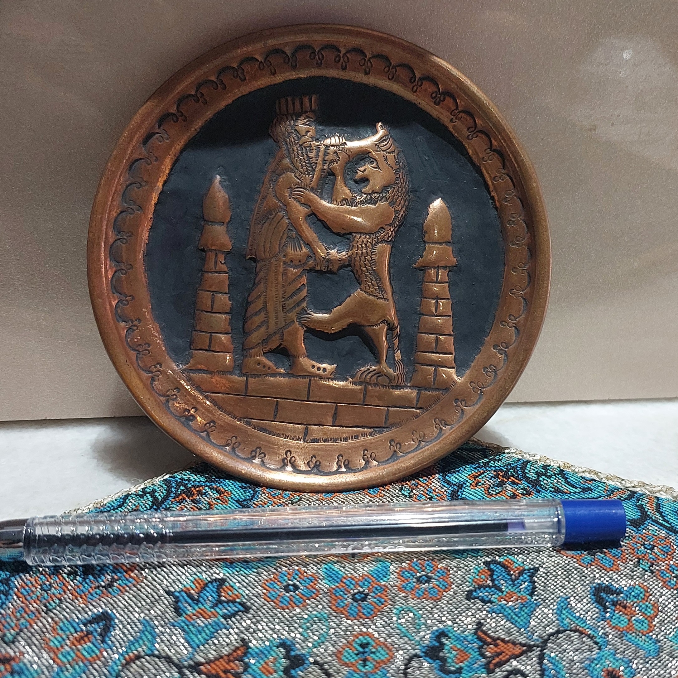 سینی مسی سیاه قلم کوچک