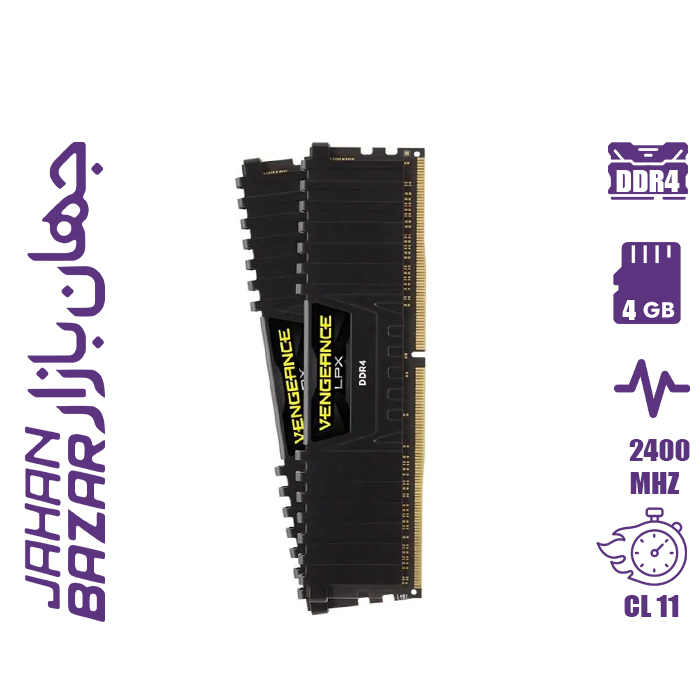 رم کورسیر مدلCorsair Vengeance DDR4 4GB 2400MHz CL11 Desktop RAM