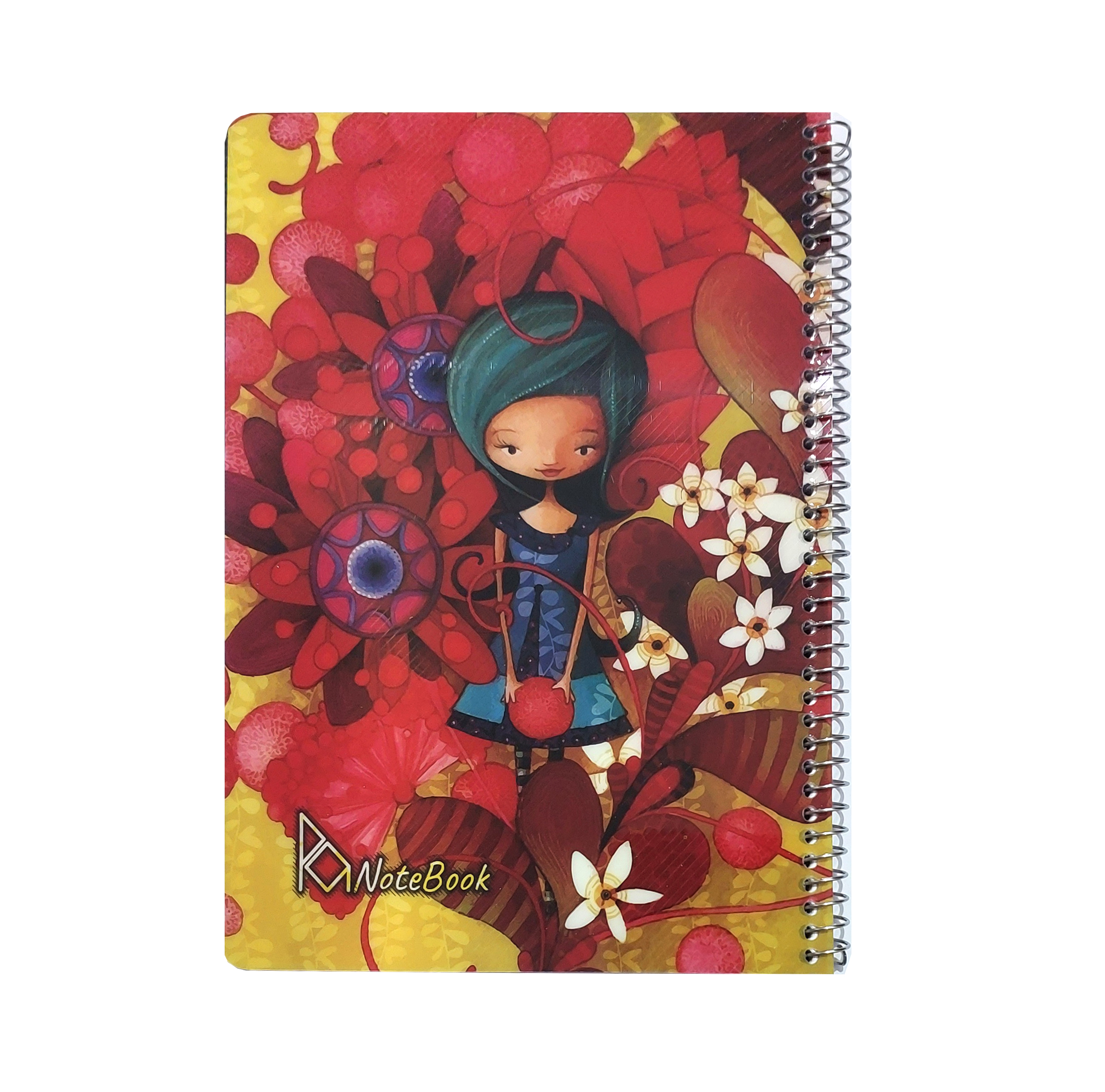 دفتر 100 برگ سیمی جلد طلقی pp طرح دختر و گل