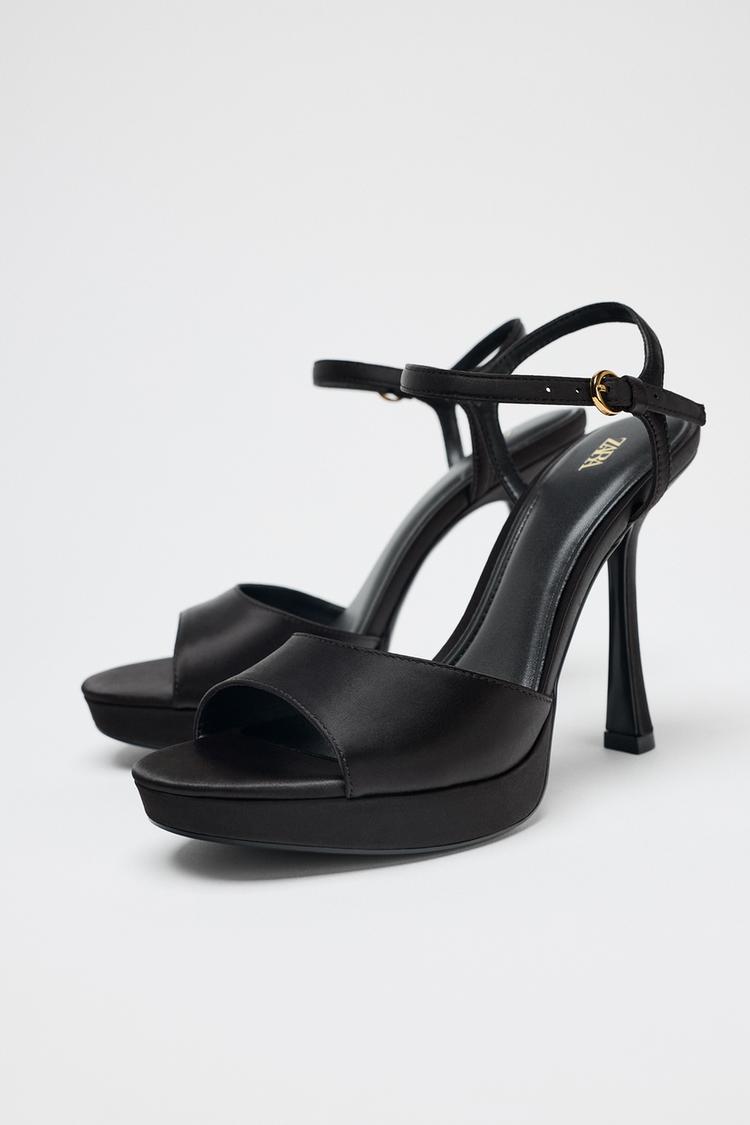صندل پاشنه دار زنانه زارا SATIN-EFFECT HEELED SANDALS | تهران زارا TehranZara