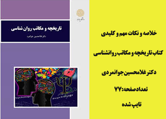خلاصه و نکات مهم و کلیدی کتاب تاریخچه و مکاتب روانشناسی دکتر غلامحسین جوانمردی انتشارات پیام نور