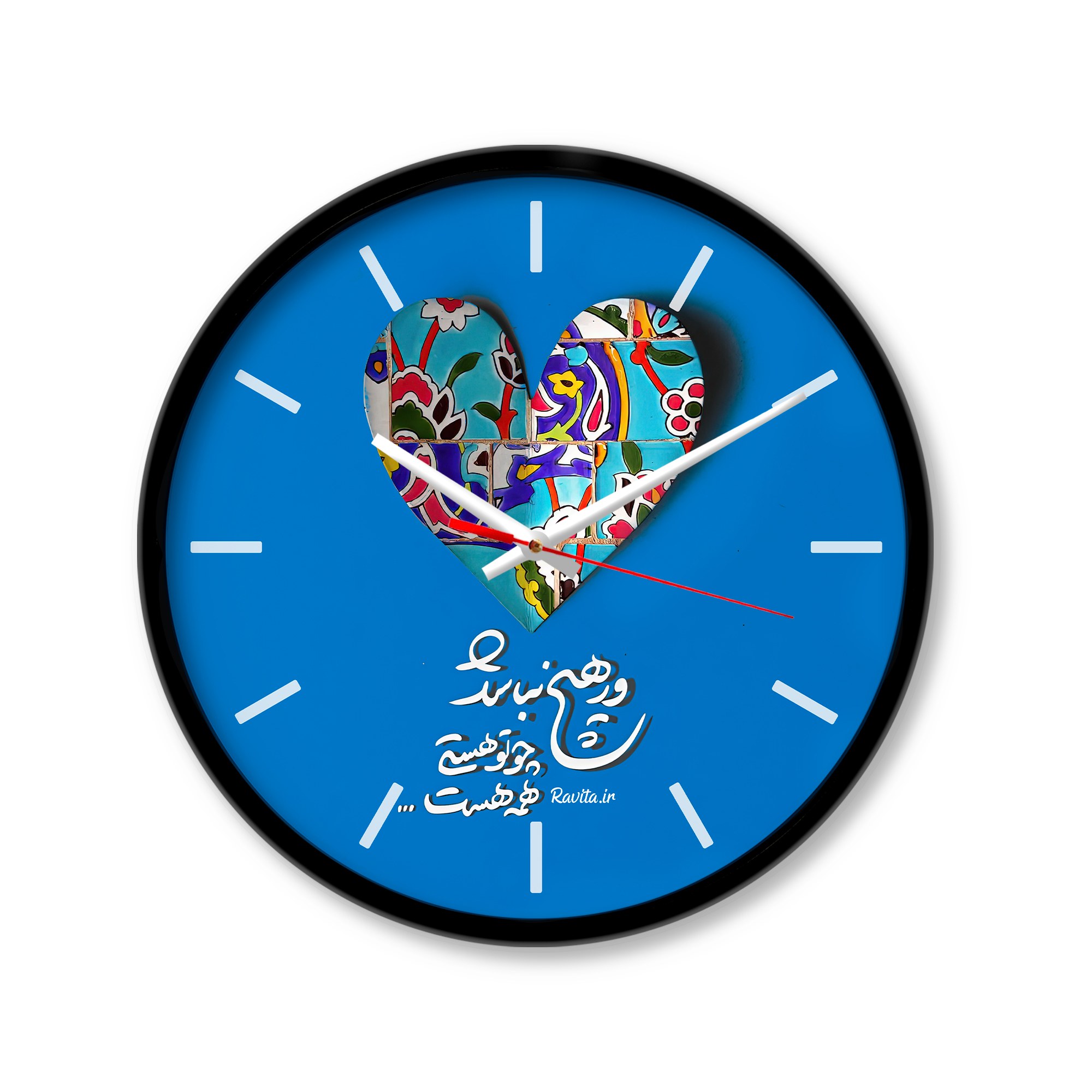 ساعت رومیزی راویتا مدل تایپوگرافی کد 3388 در رنگ های مشکی و سفید