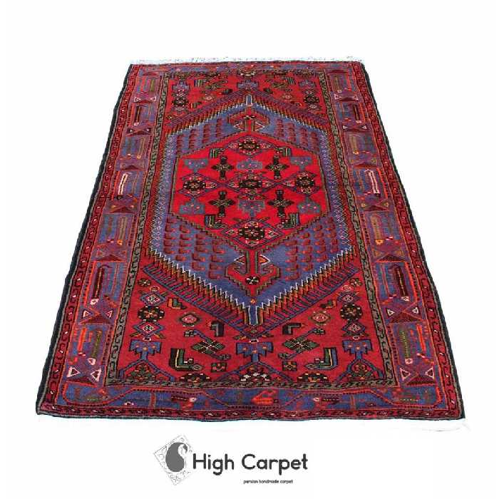 فرش دستبافت عشایری زنجان سه متری زمینه قرمز بنفش کد 0286