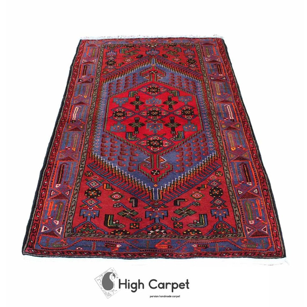 فرش دستبافت عشایری زنجان سه متری زمینه قرمز بنفش کد 0286