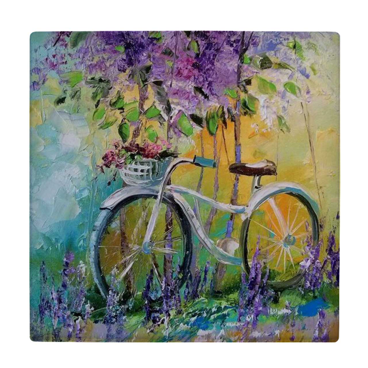  کاشی کارنیلا طرح نقاشی دوچرخه و گل کد wk4602