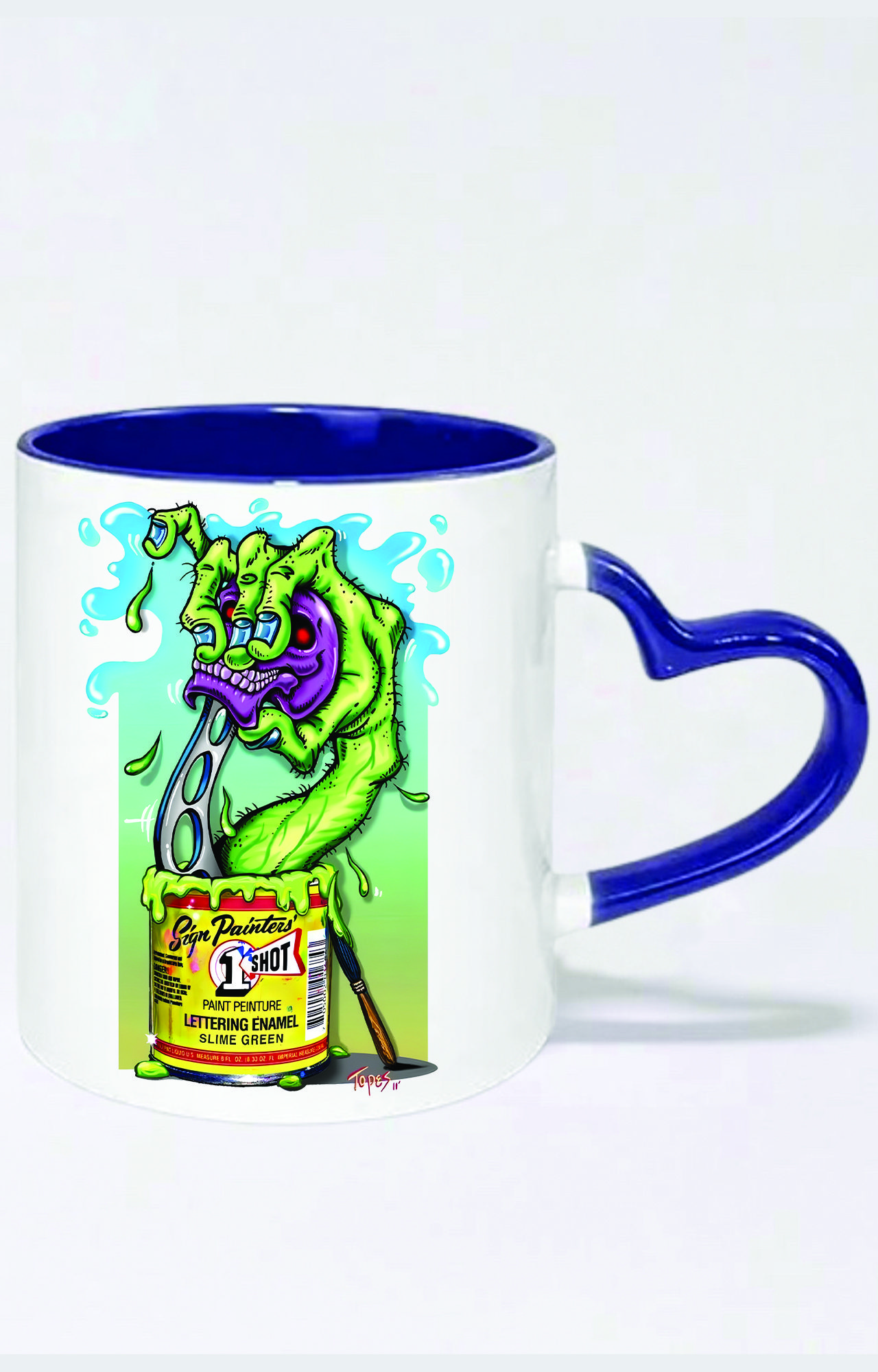 ماگ دسته قلبی رنگی طرح زامبی کد 3363