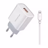 شارژر دیواری کینگ استار مدل KW141i توان 18 وات به همراه کابل Lightning