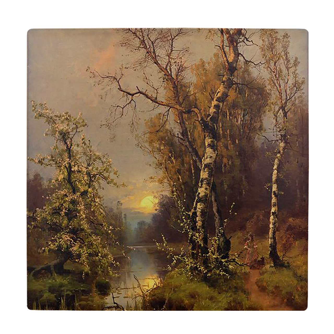  زیر لیوانی  طرح نقاشی درختان و غروب خورشید کد    5927771_4675