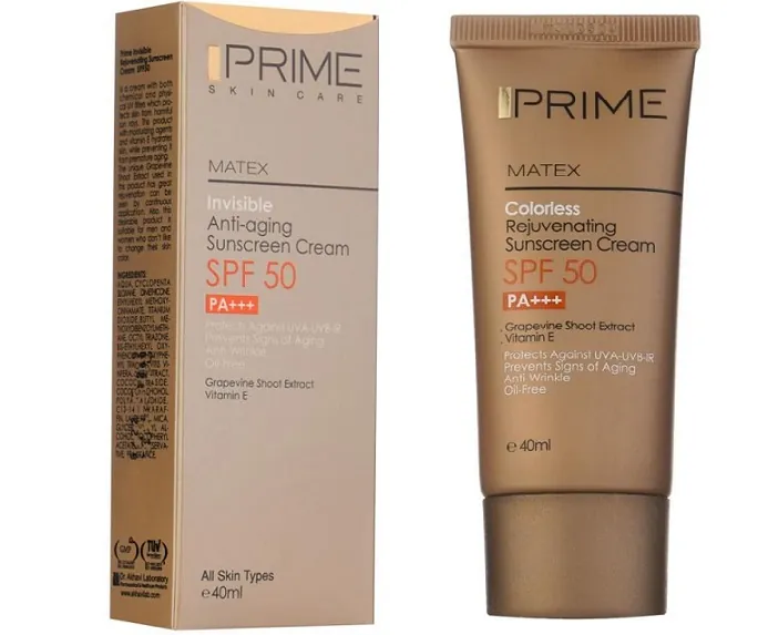 ضدآفتاب جوان کننده انواع پوست بیرنگ spf50 پرایم با حجم 40 میلی لیتر