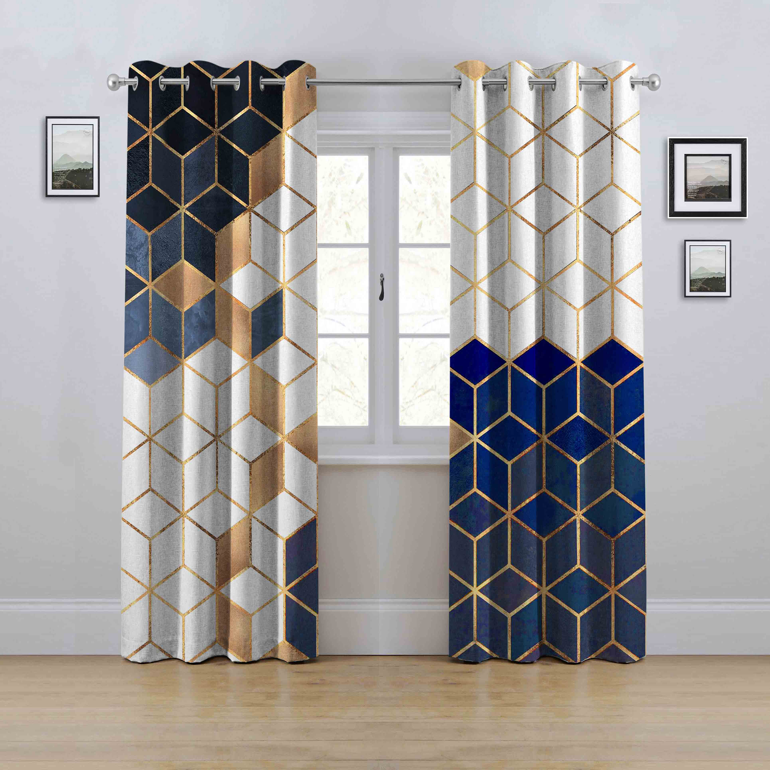 پرده مدل پانچی طرح شش ضلعی سایز 280x145 سانتی متر