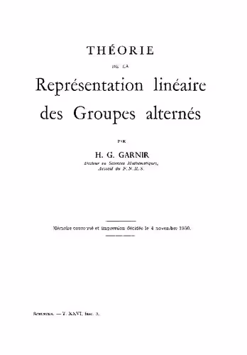 خرید و دانلود نسخه کامل کتاب Théorie de la Représentation linéaire des Groupes alternés
