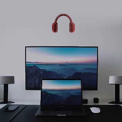 چراغ دیواری نئون دیزاین طرح Headphone-BL_RD